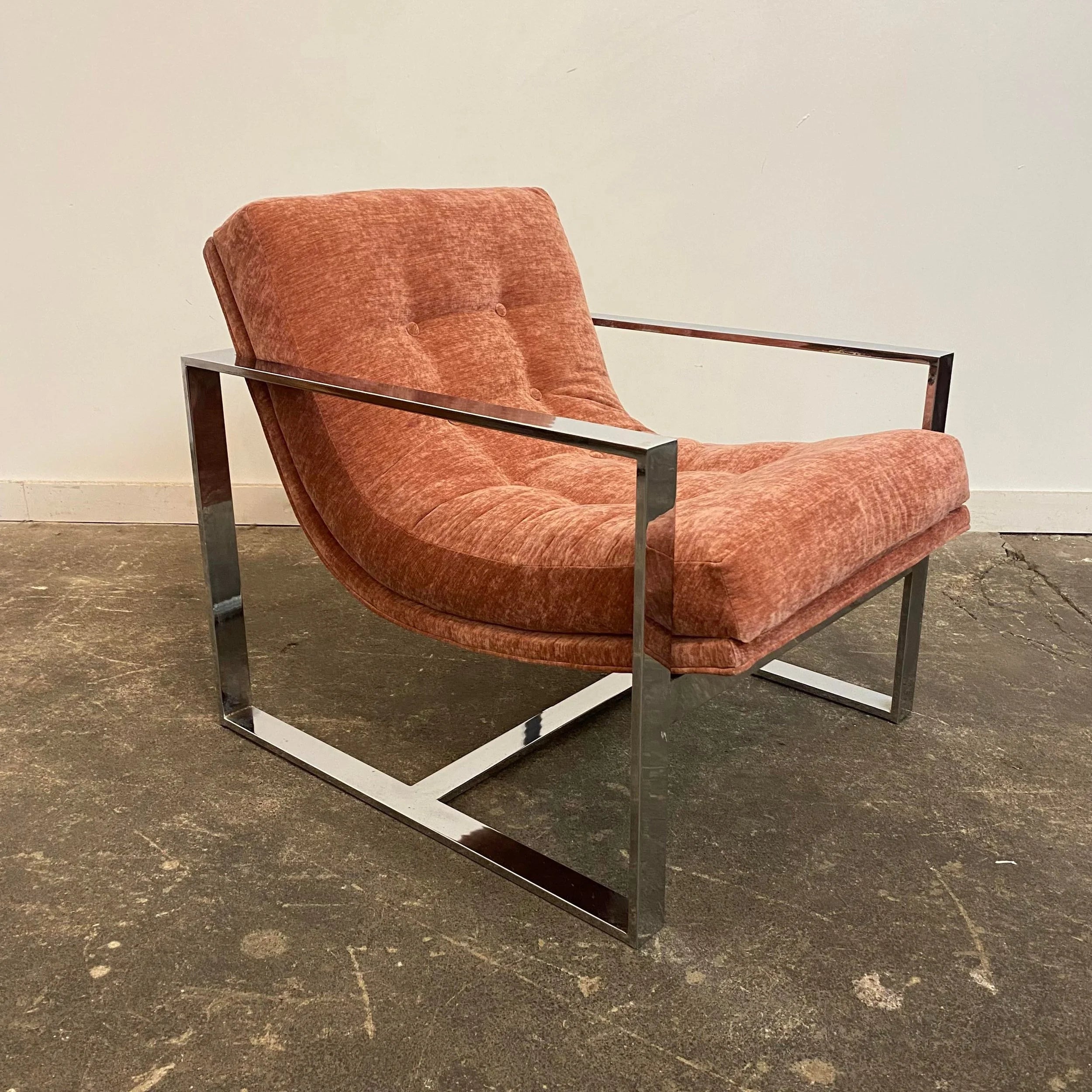 Mid-Century Modern Chrome Base Club Chair