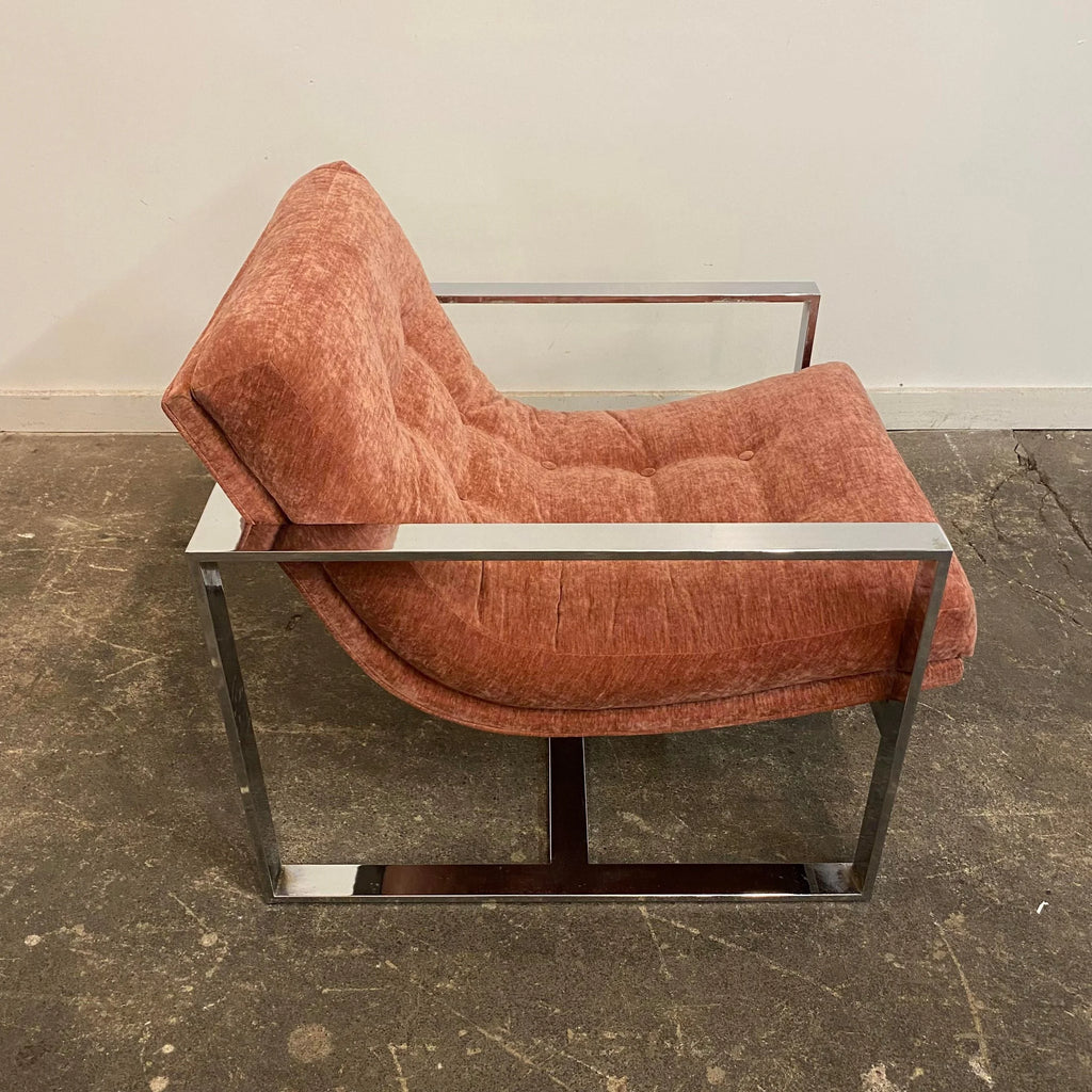Mid-Century Modern Chrome Base Club Chair