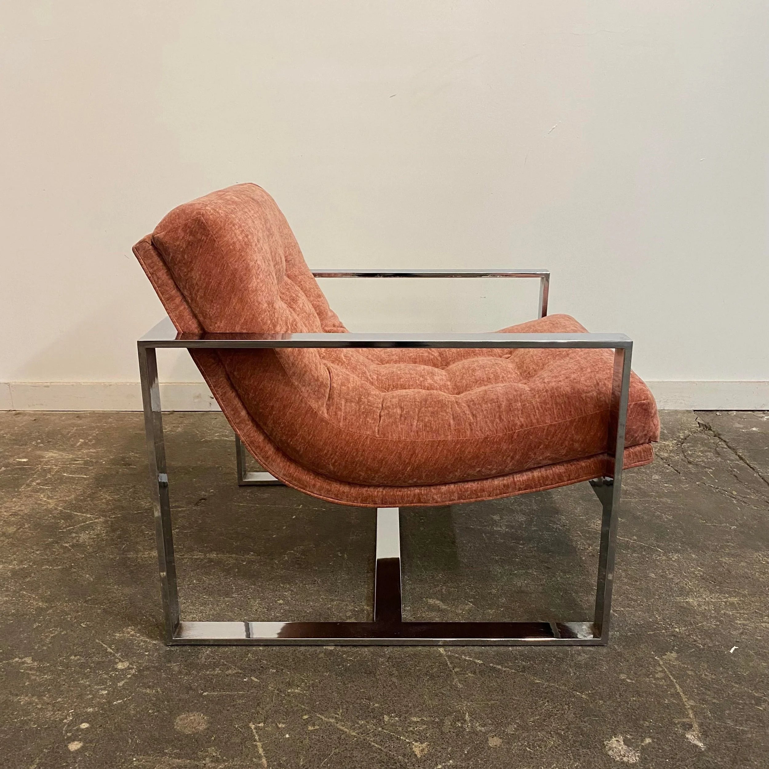 Mid-Century Modern Chrome Base Club Chair