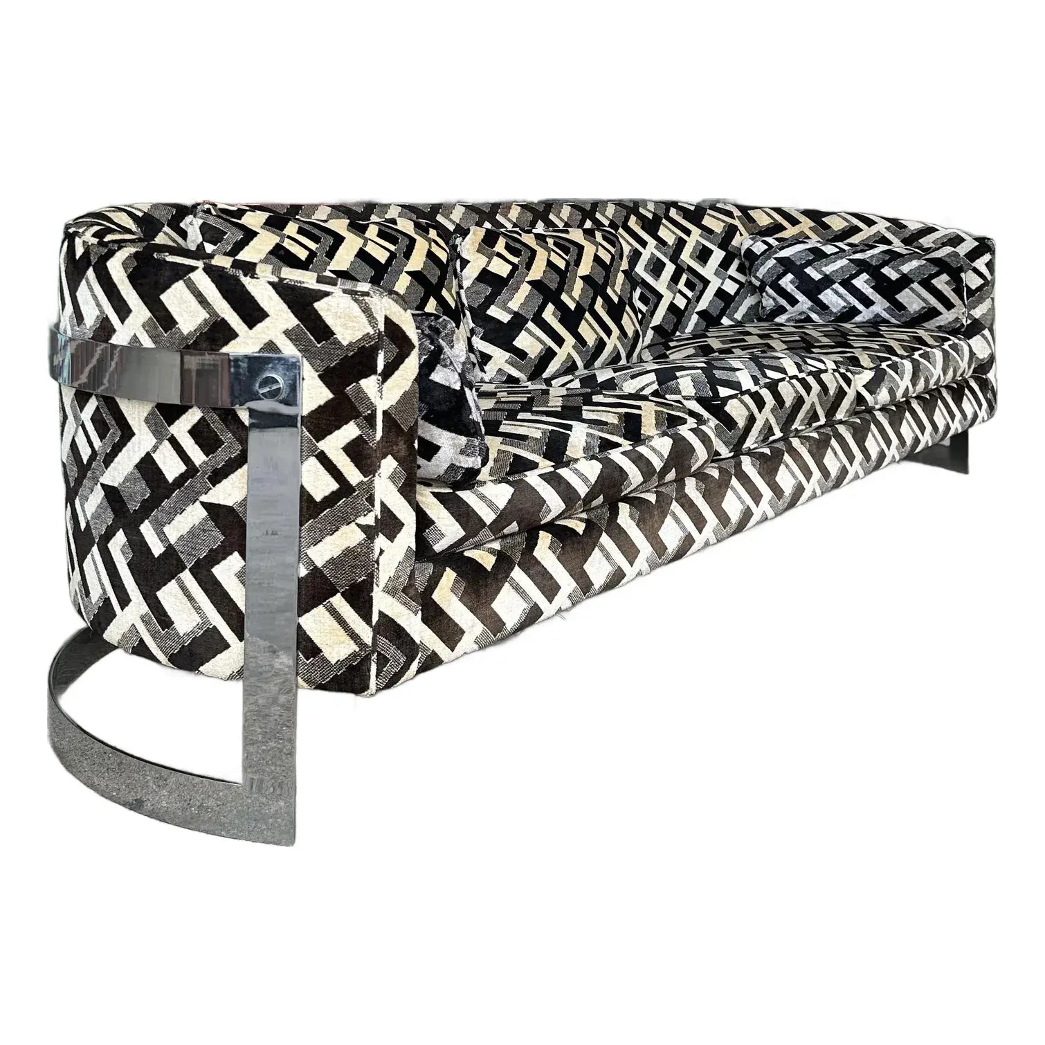 Mid-Century Modern Chrome Sofa by Flair in the Style of Milo Baughman