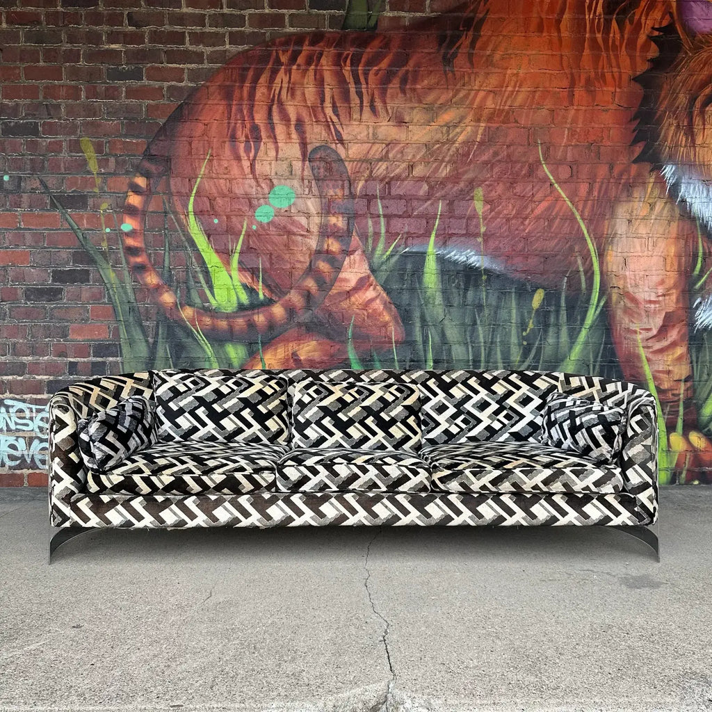 Mid-Century Modern Chrome Sofa by Flair in the Style of Milo Baughman