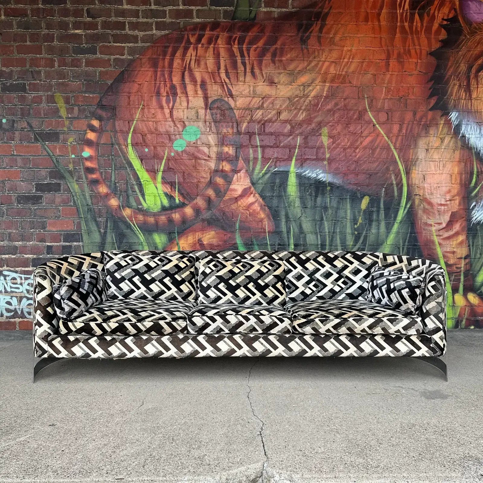 Mid-Century Modern Chrome Sofa by Flair in the Style of Milo Baughman