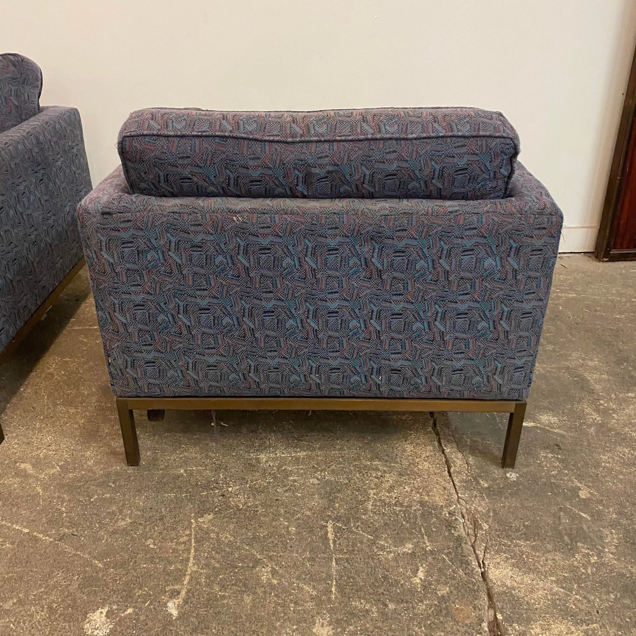 Florence Knoll Club Chairs With Bronze Legs