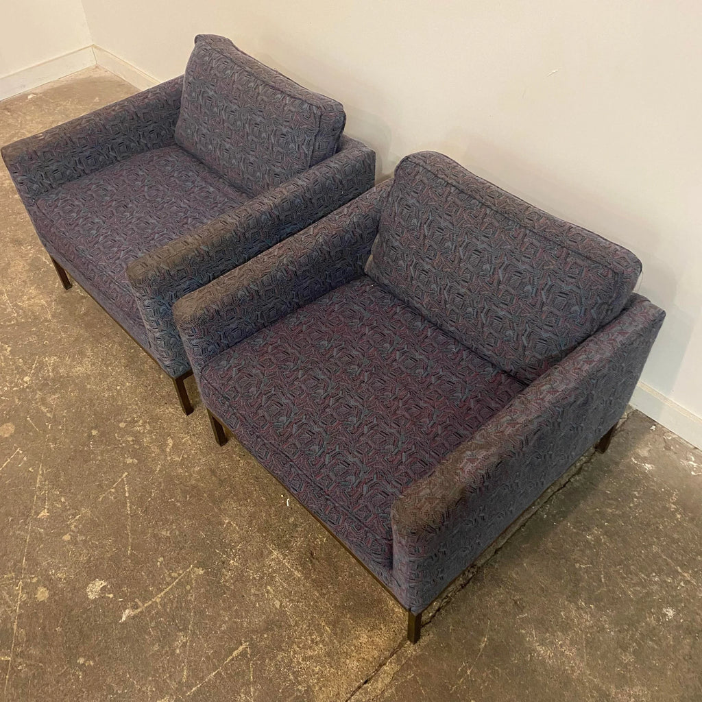 Florence Knoll Club Chairs With Bronze Legs