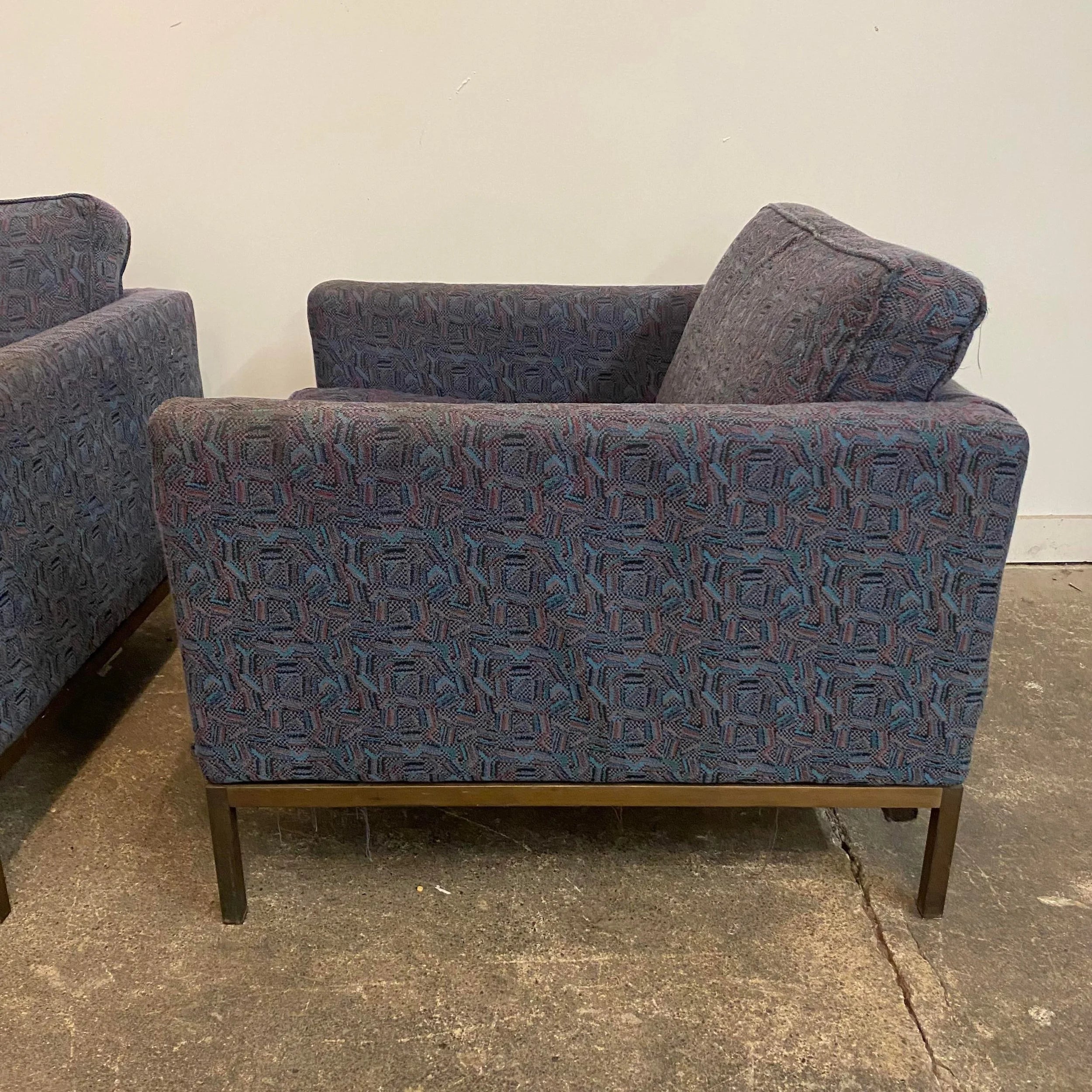 Florence Knoll Club Chairs With Bronze Legs