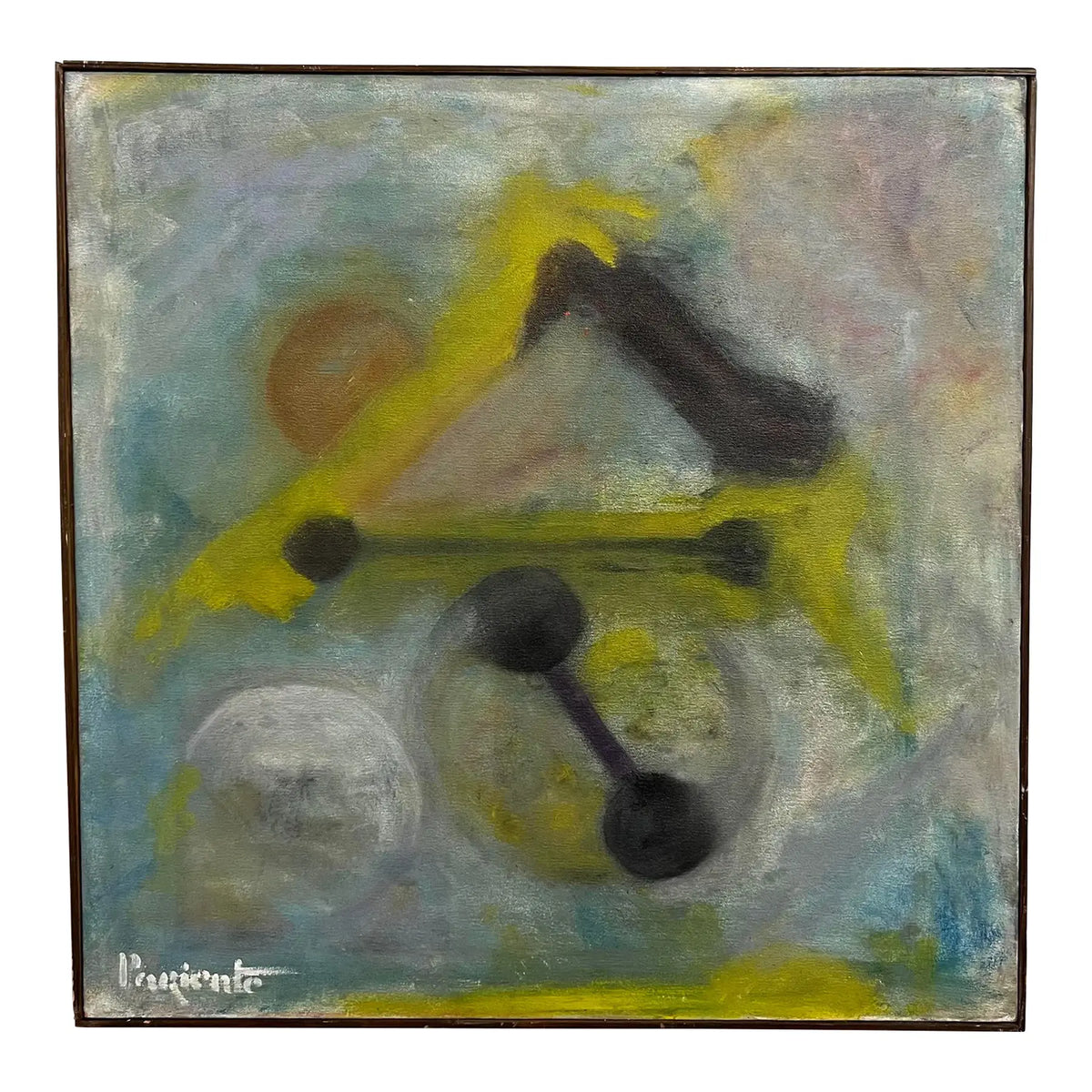 Mid Century Modern Framed Acrylic on Canvas Abstract Painting