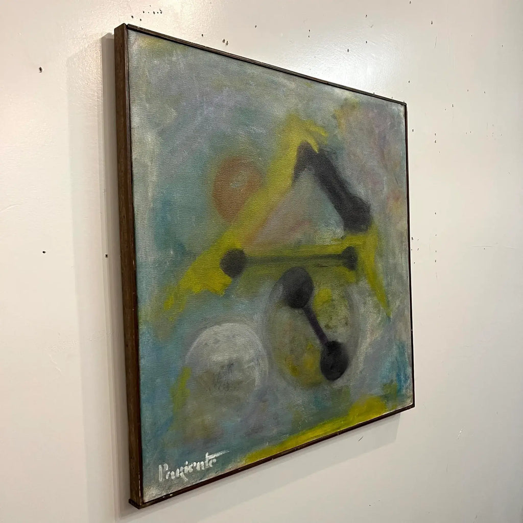 Mid Century Modern Framed Acrylic on Canvas Abstract Painting
