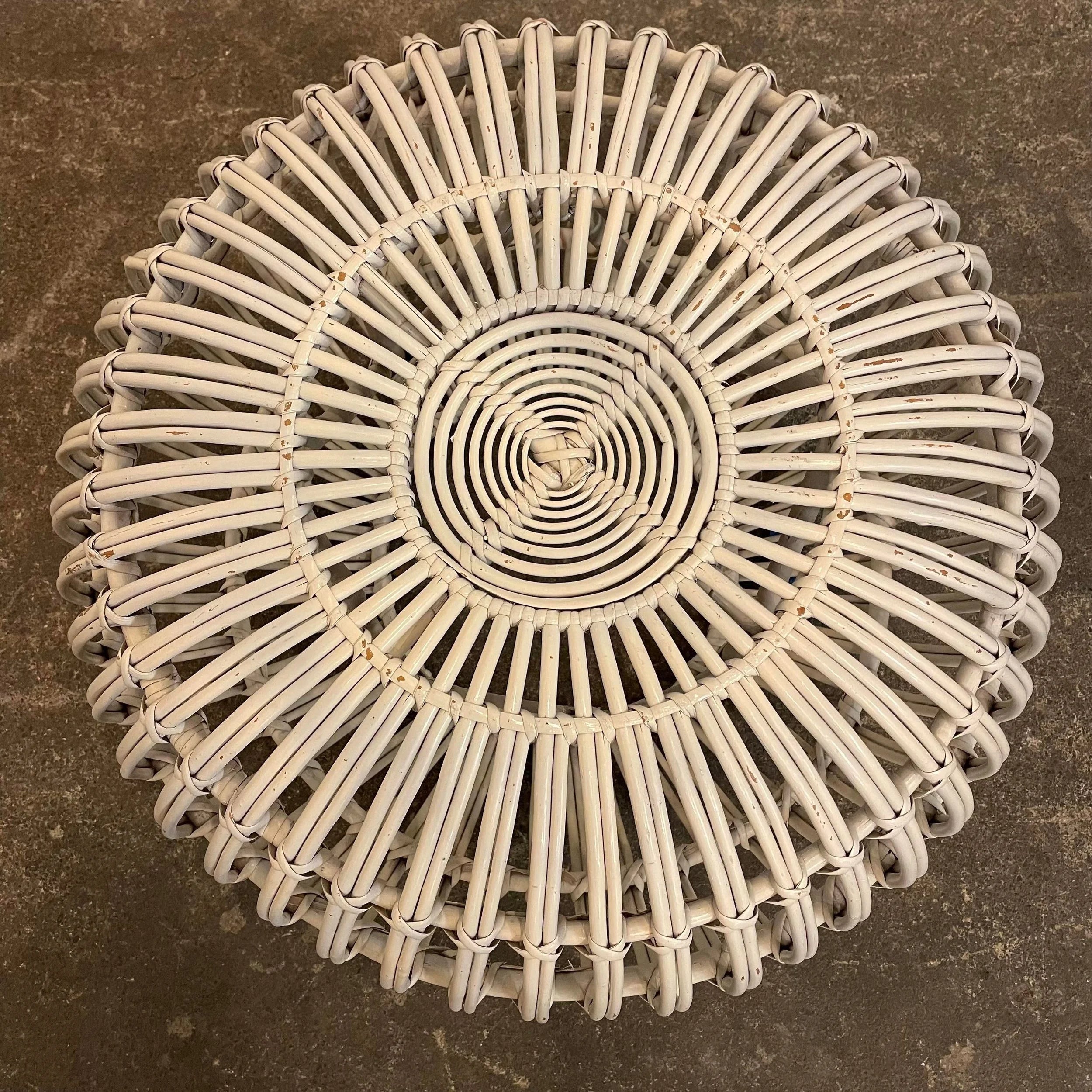 Mid Century Modern Franco Albini Rattan Pouf Ottoman
