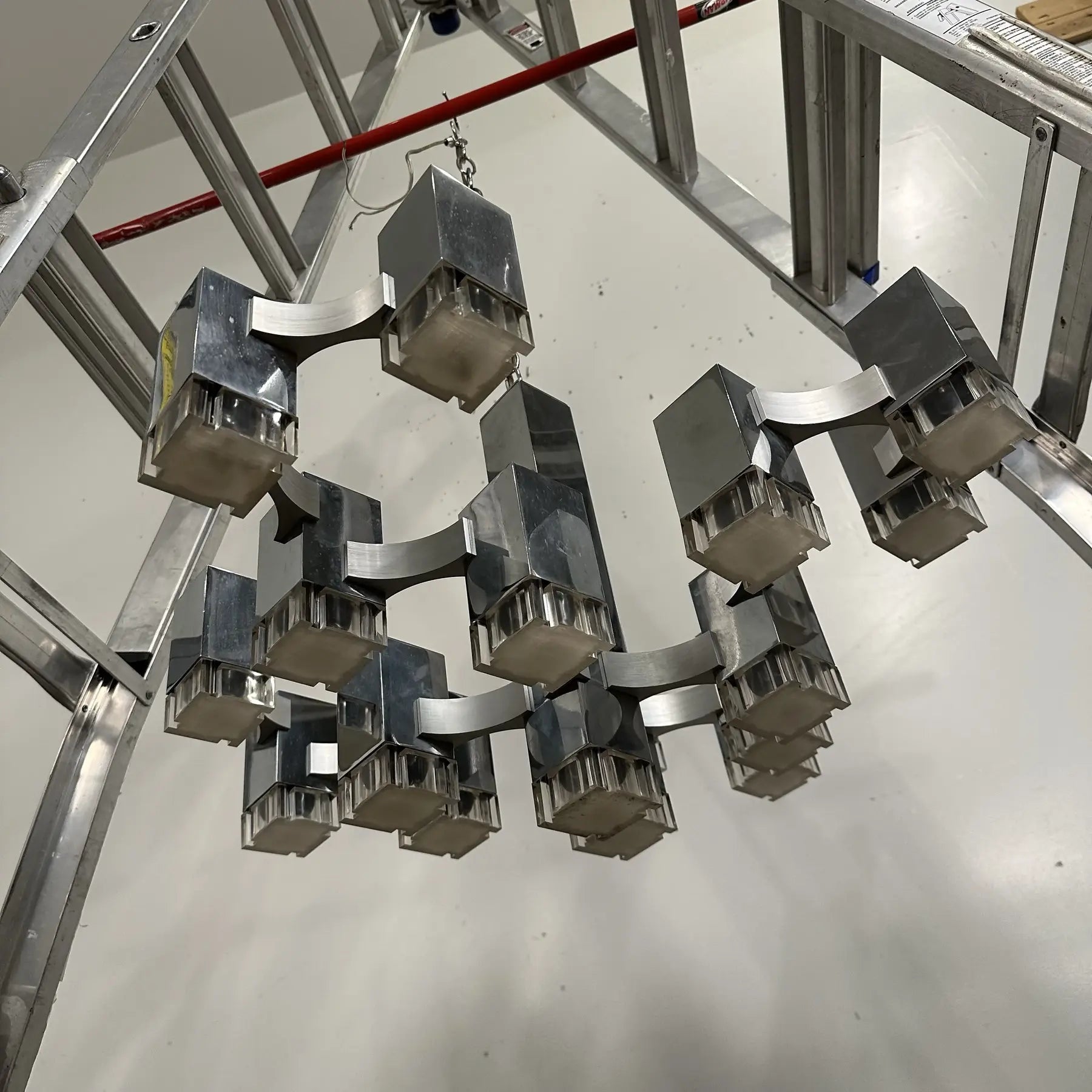 Mid Century Modern Gaetano Sciolari Cubic Chandelier “Ice Cube”