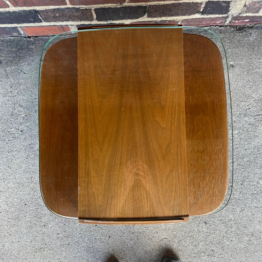 Mid Century Modern Glass Top Side Table