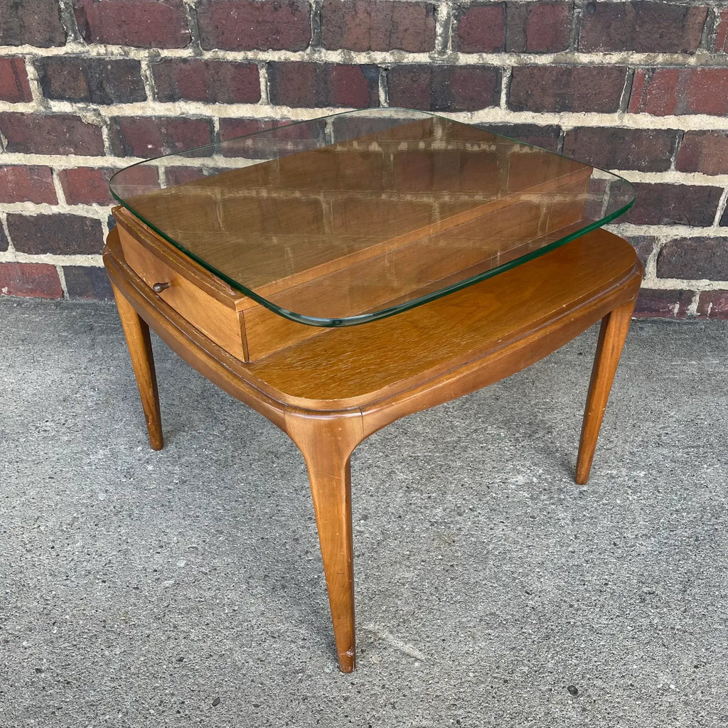 Mid Century Modern Glass Top Side Table