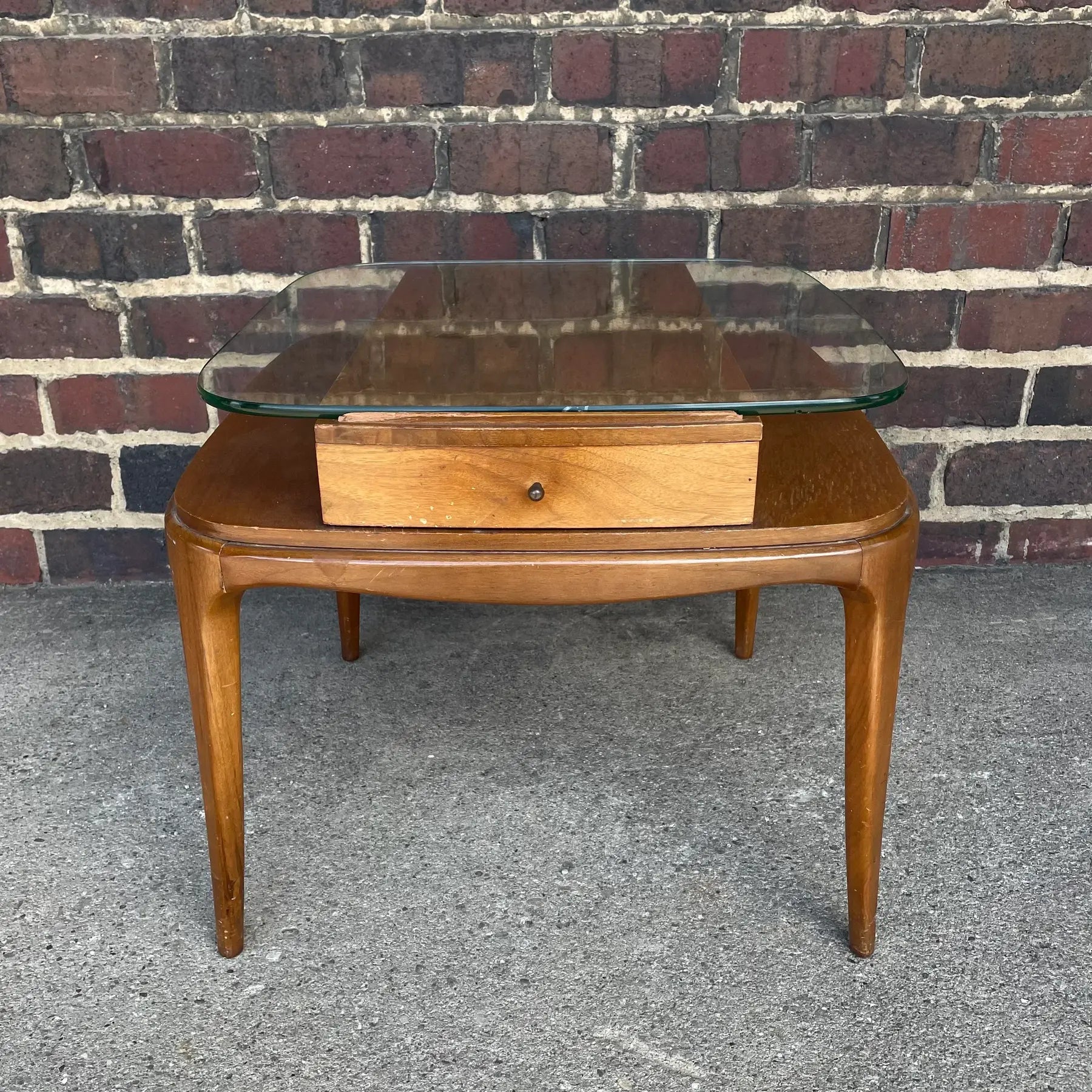 Mid Century Modern Glass Top Side Table