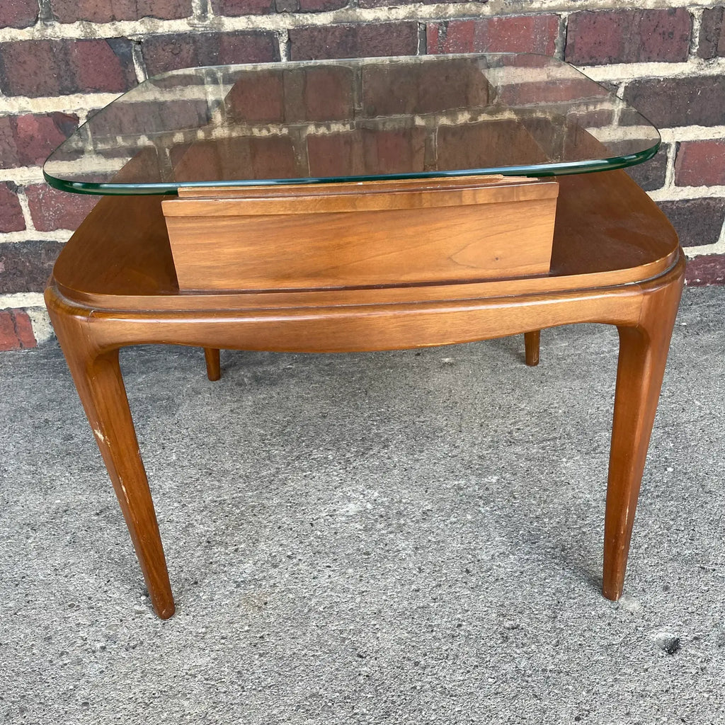Mid Century Modern Glass Top Side Table