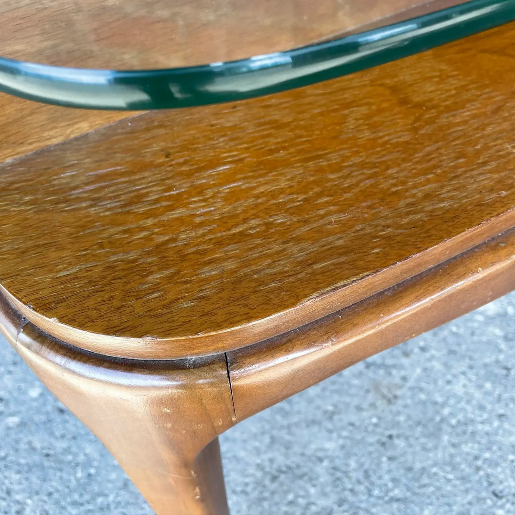 Mid Century Modern Glass Top Side Table