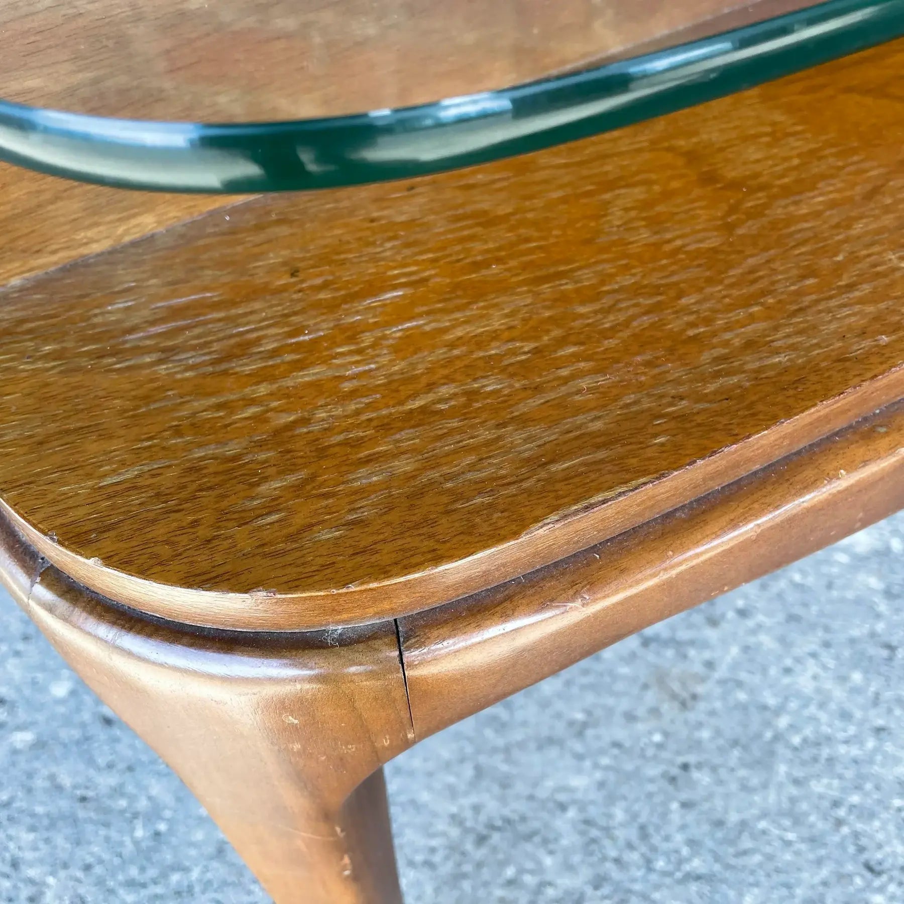 Mid Century Modern Glass Top Side Table