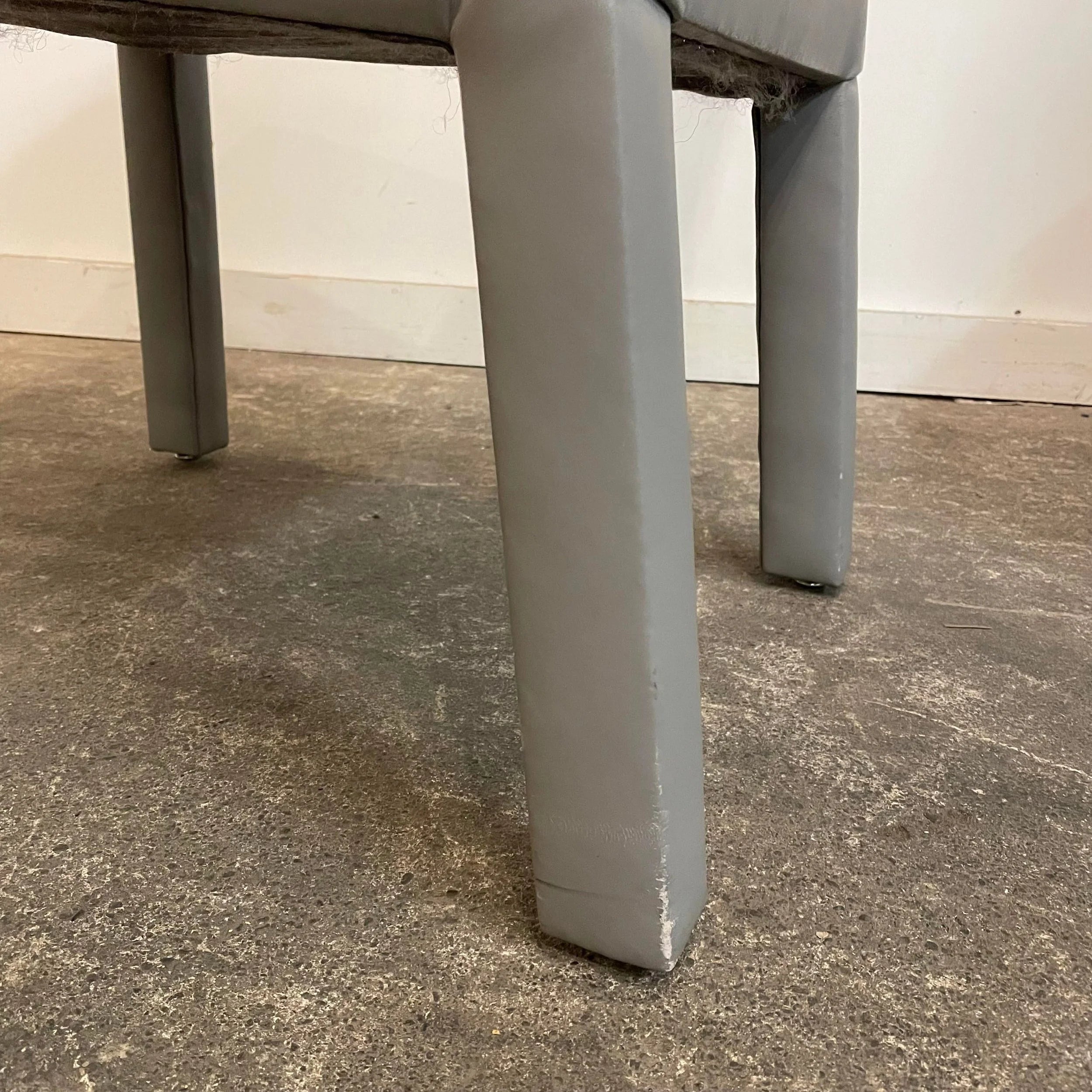 Set of 6 Mid Century Modern Grey Leather Dining Chairs