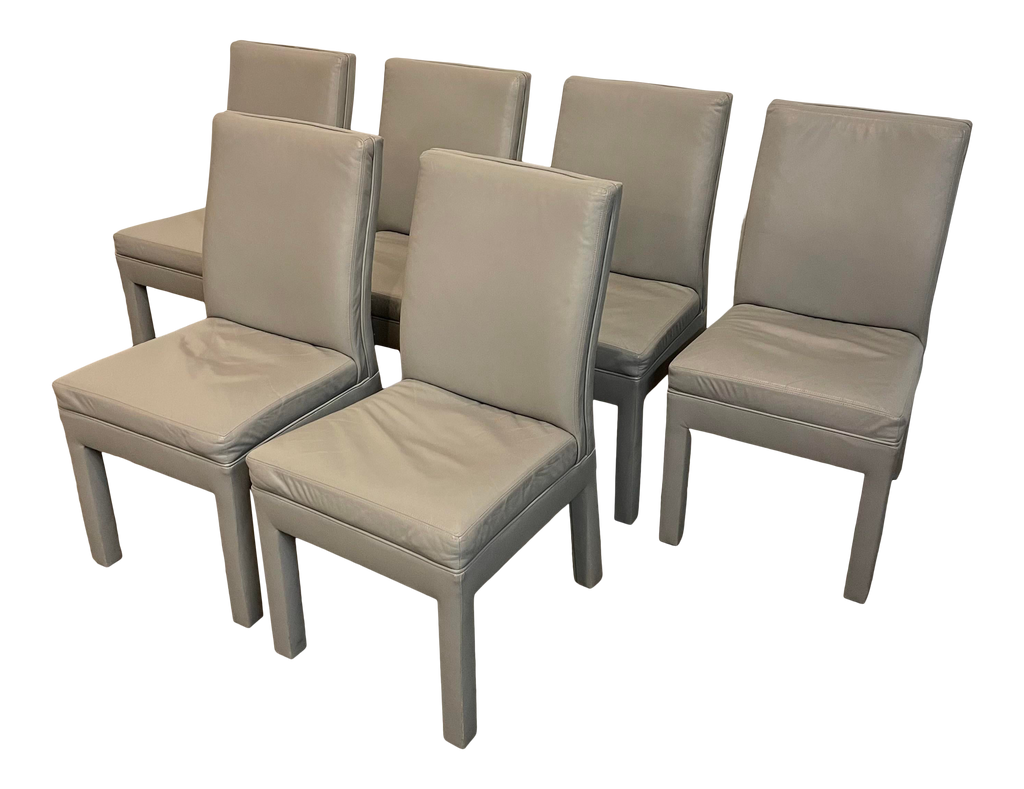 Set of 6 Mid Century Modern Grey Leather Dining Chairs
