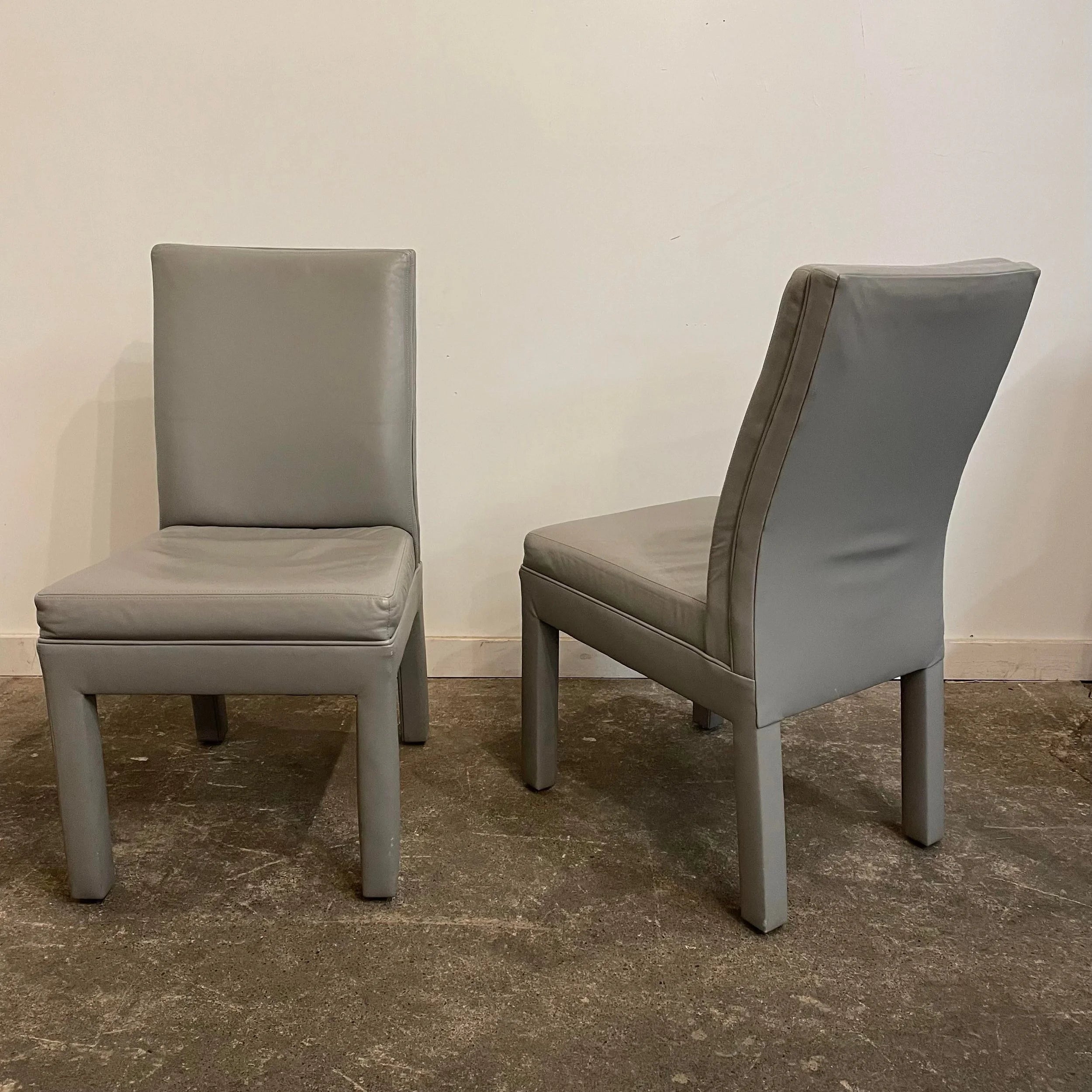 Set of 6 Mid Century Modern Grey Leather Dining Chairs
