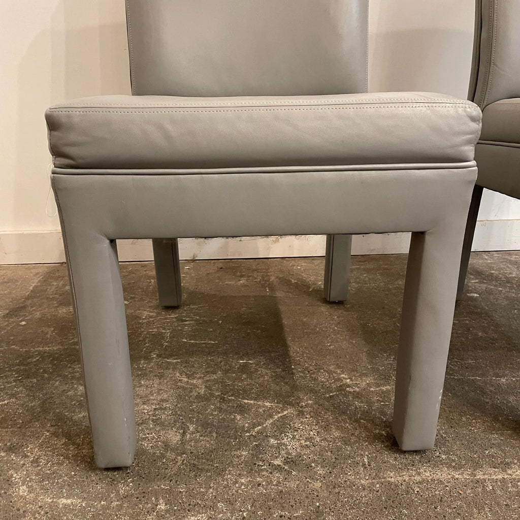 Set of 6 Mid Century Modern Grey Leather Dining Chairs