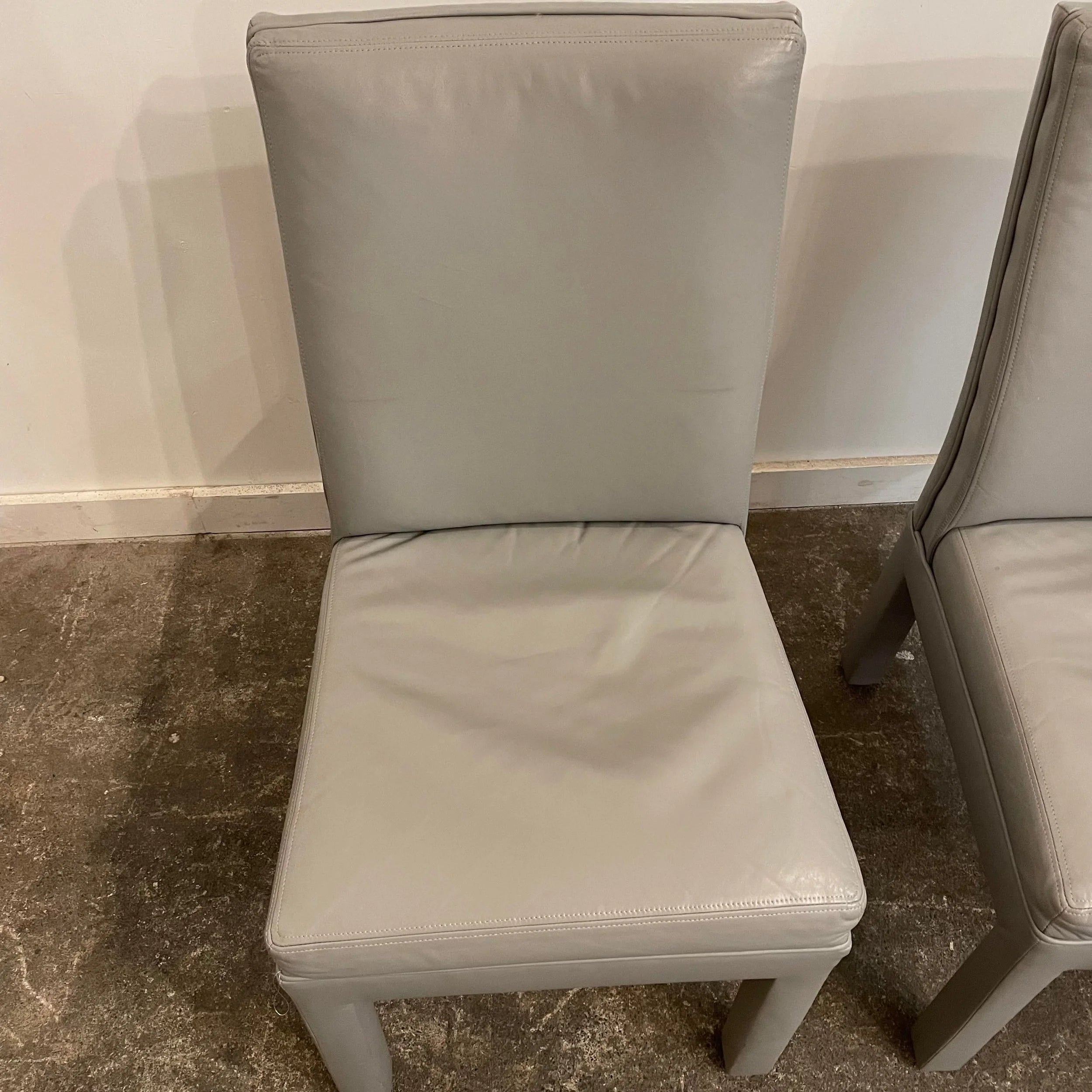 Set of 6 Mid Century Modern Grey Leather Dining Chairs