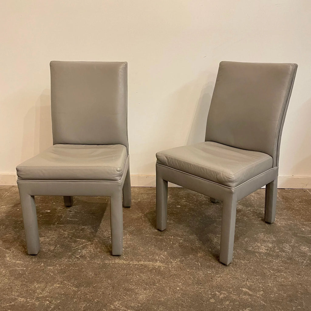 Set of 6 Mid Century Modern Grey Leather Dining Chairs