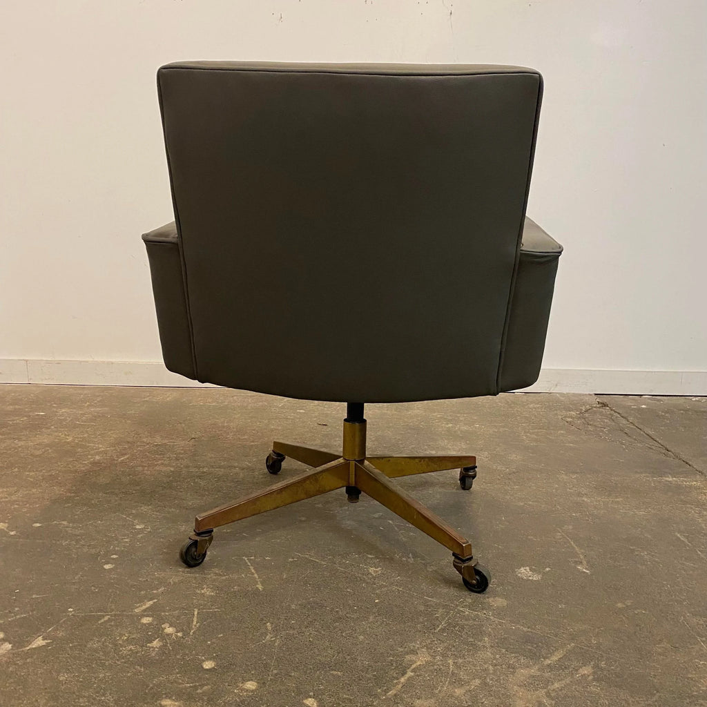 Knoll Reupholstered Grey Leather Desk Chair