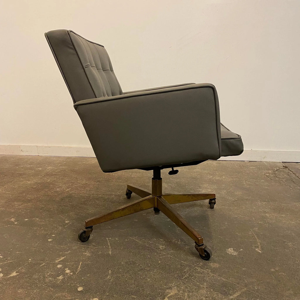 Knoll Reupholstered Grey Leather Desk Chair