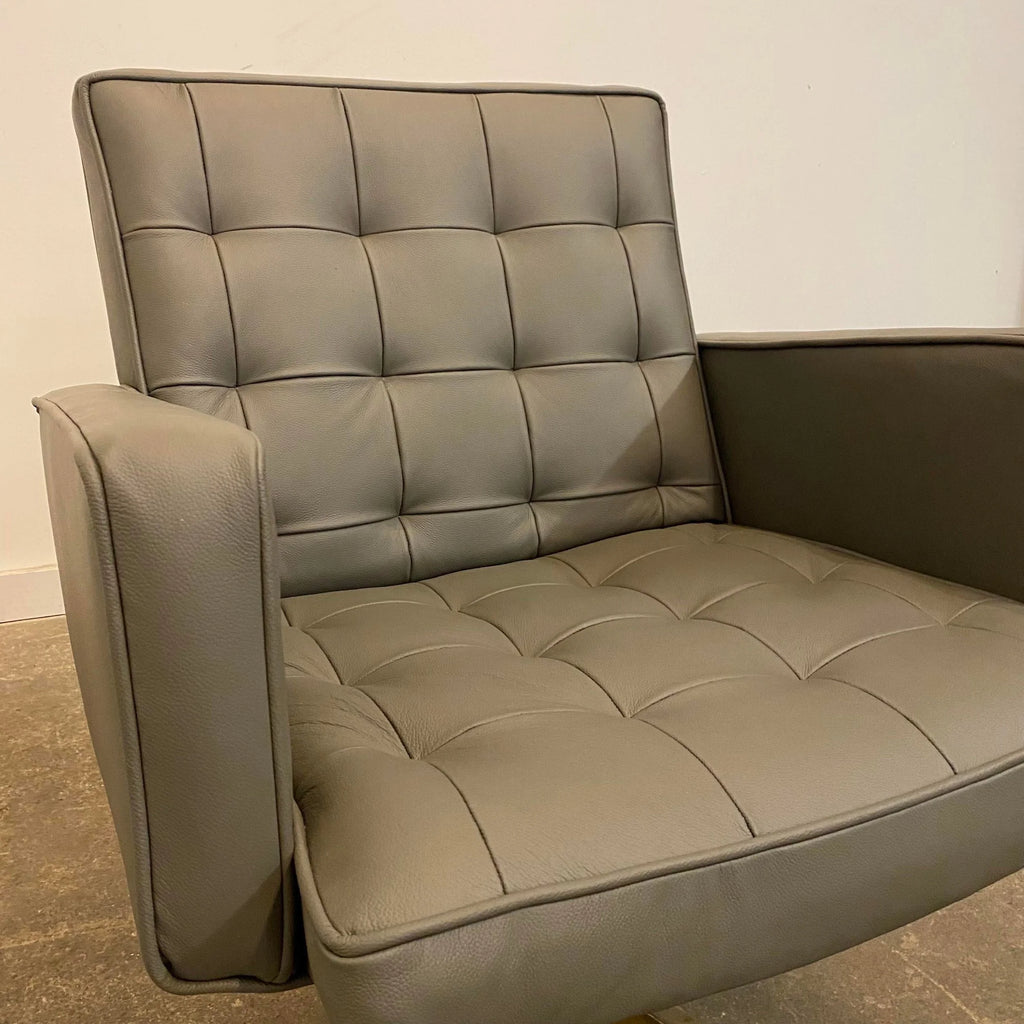 Knoll Reupholstered Grey Leather Desk Chair