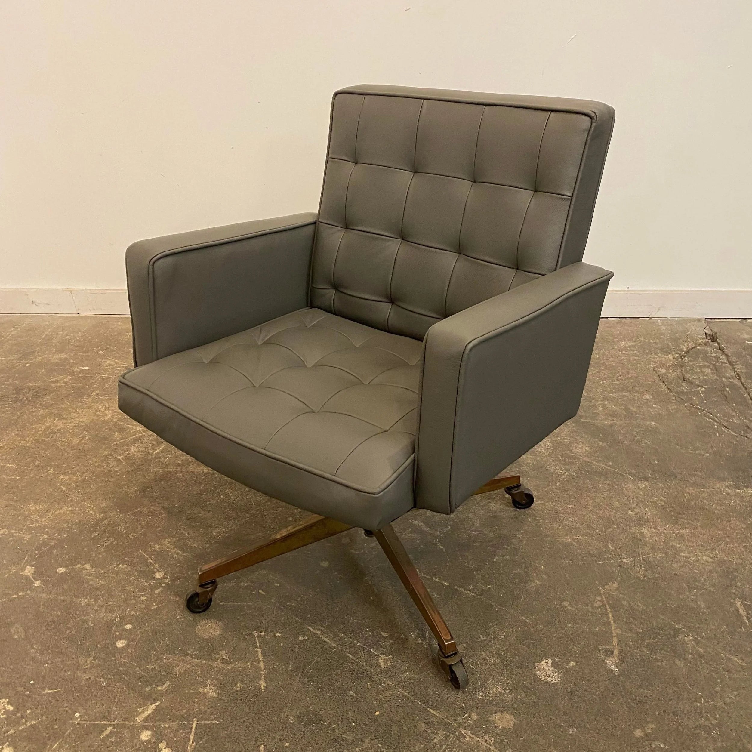 Knoll Reupholstered Grey Leather Desk Chair