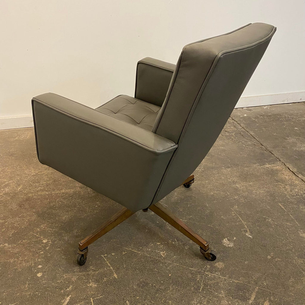 Knoll Reupholstered Grey Leather Desk Chair