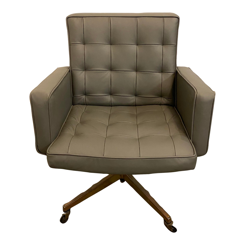 Knoll Reupholstered Grey Leather Desk Chair
