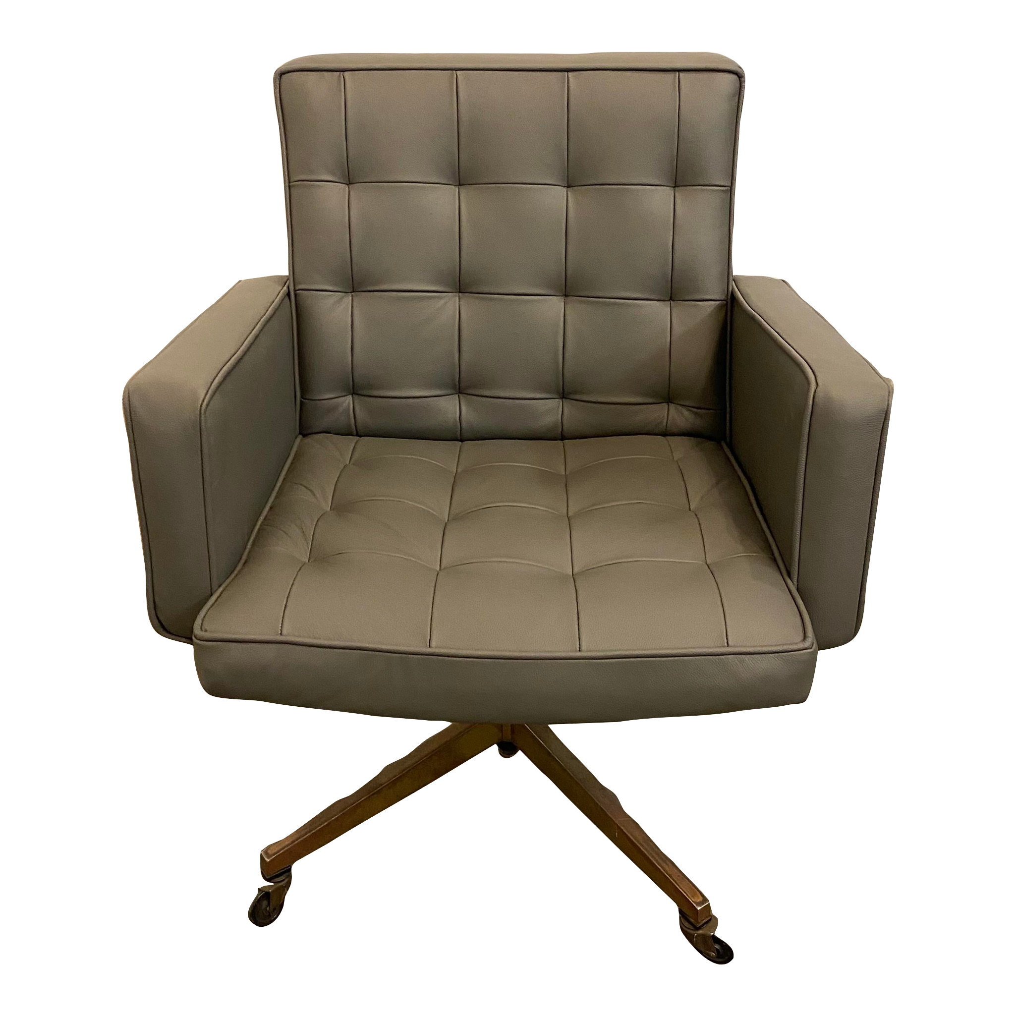 Knoll Reupholstered Grey Leather Desk Chair