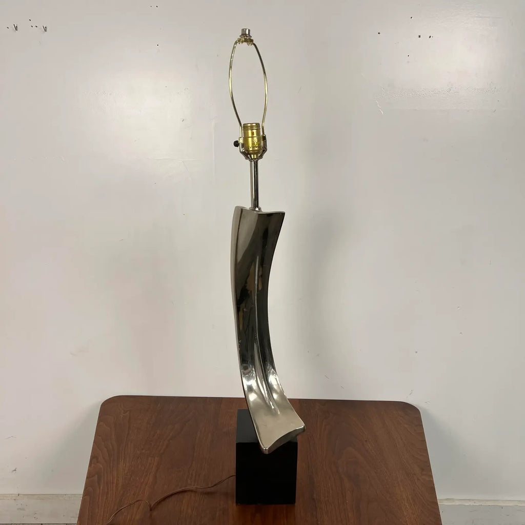 Mid Century Modern Laurel Sculptural Metal Table Lamp by Tempestini Harold Weiss and Richard Barr