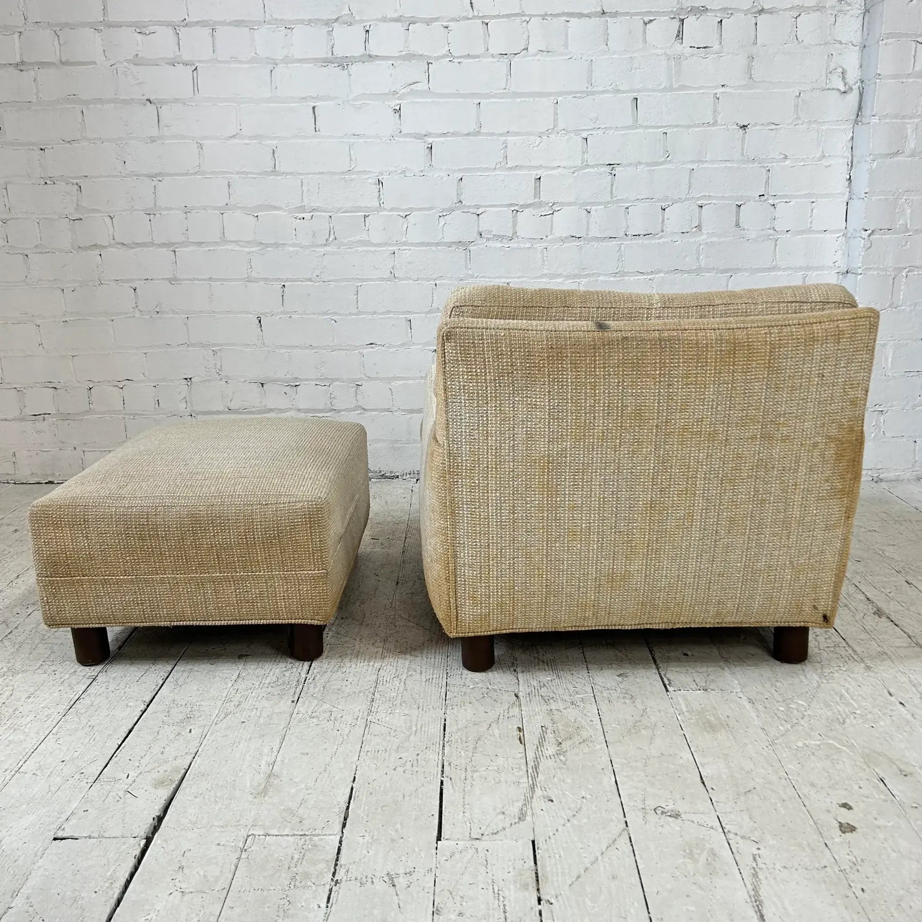 Mid Century Modern Lounge Chair With Ottoman Selig (Needs Recovered)