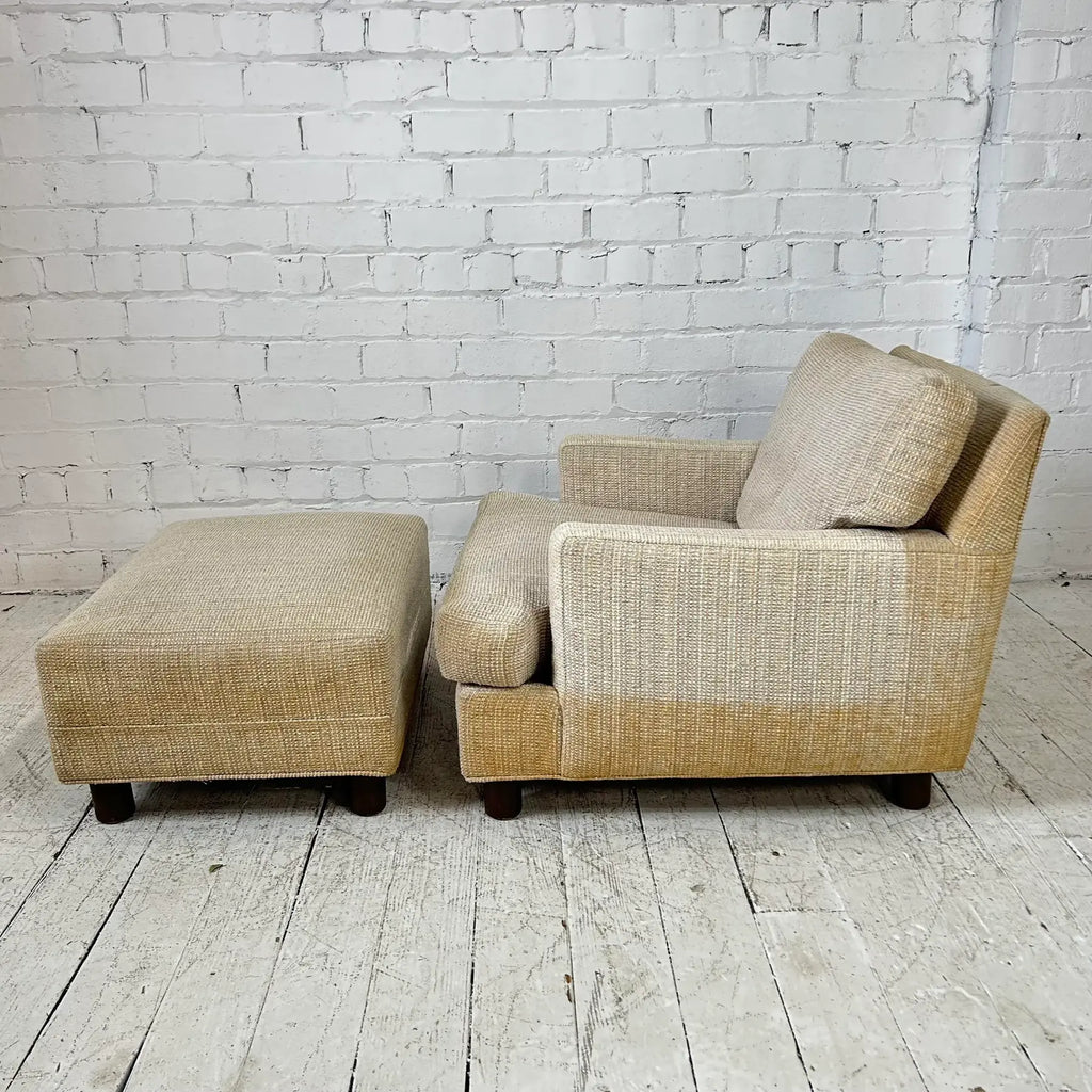 Mid Century Modern Lounge Chair With Ottoman Selig (Needs Recovered)