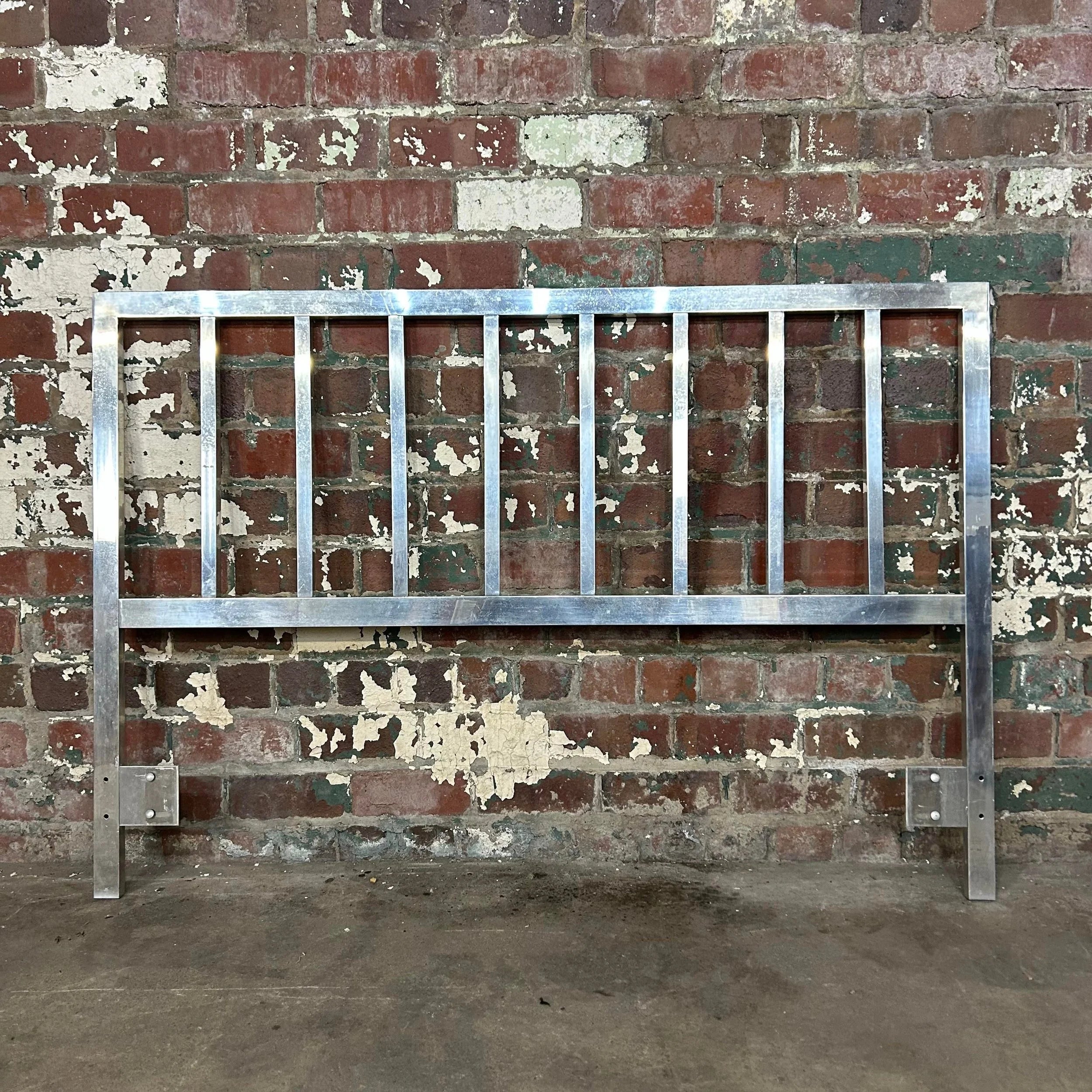 Milo Baughman Style Full Size Metal Headboard