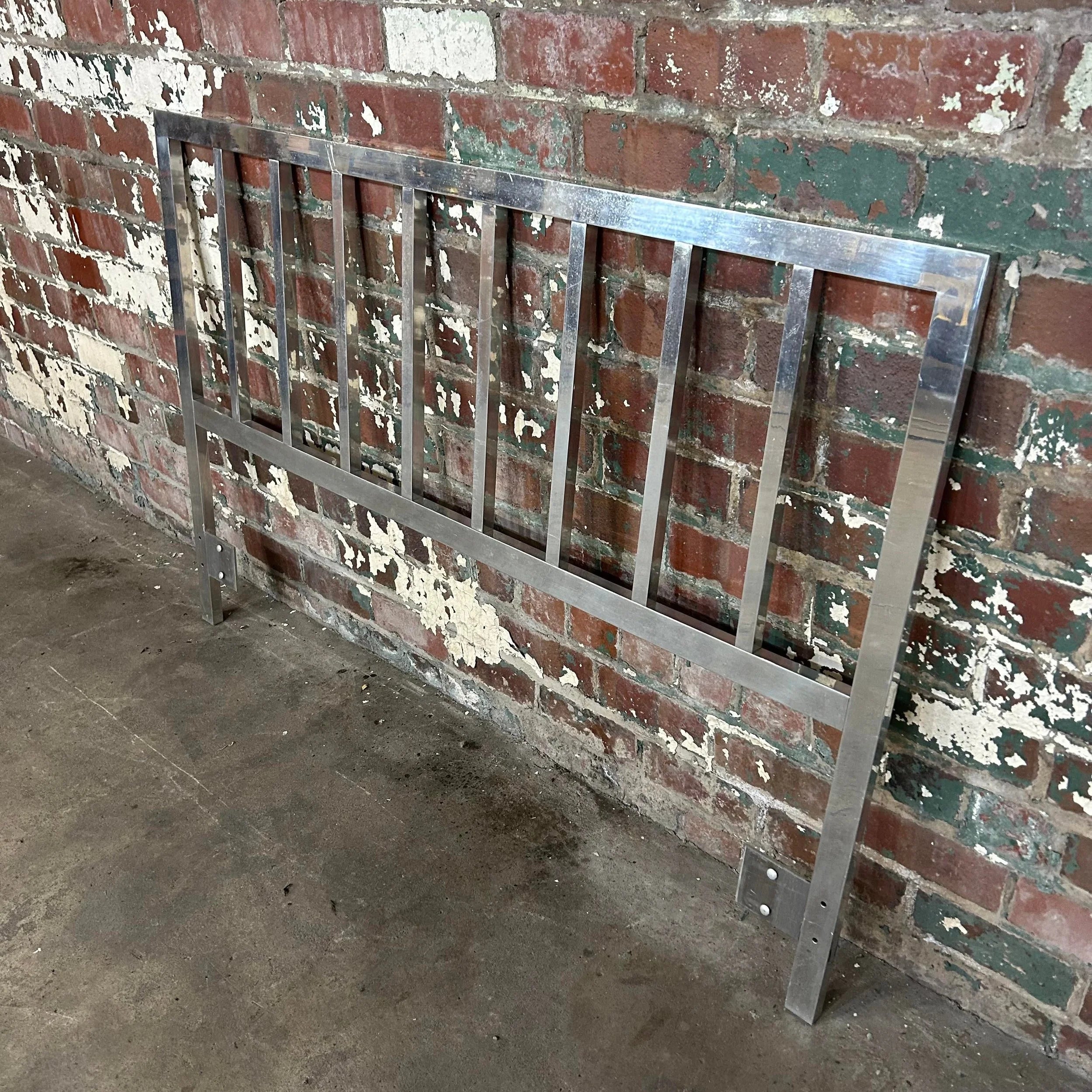 Milo Baughman Style Full Size Metal Headboard