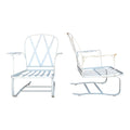 Mid Century Modern Pair of White Woodard Outdoor Patio Bouncers Chattily Rose Pattern