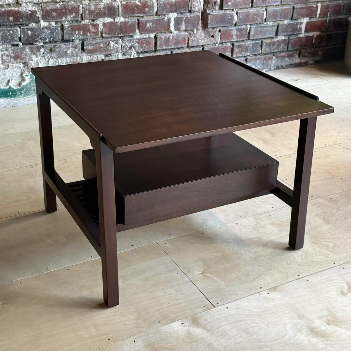 Mid-Century Modern Refinished Dunbar Side Lamp Table With Drawer