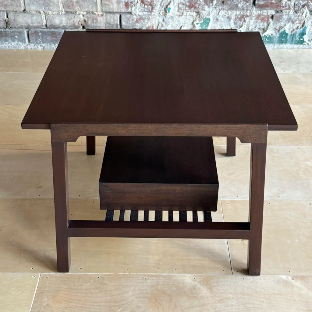 Mid-Century Modern Refinished Dunbar Side Lamp Table With Drawer