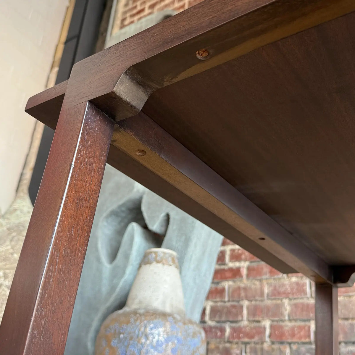 Mid-Century Modern Refinished Dunbar Side Lamp Table With Drawer