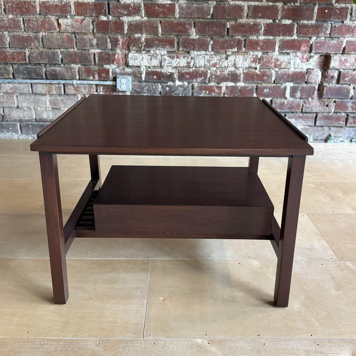 Mid-Century Modern Refinished Dunbar Side Lamp Table With Drawer
