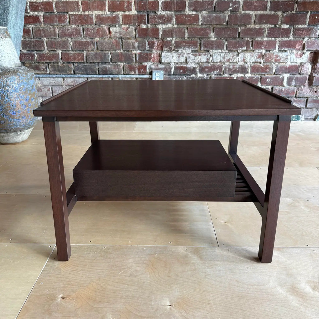 Mid-Century Modern Refinished Dunbar Side Lamp Table With Drawer