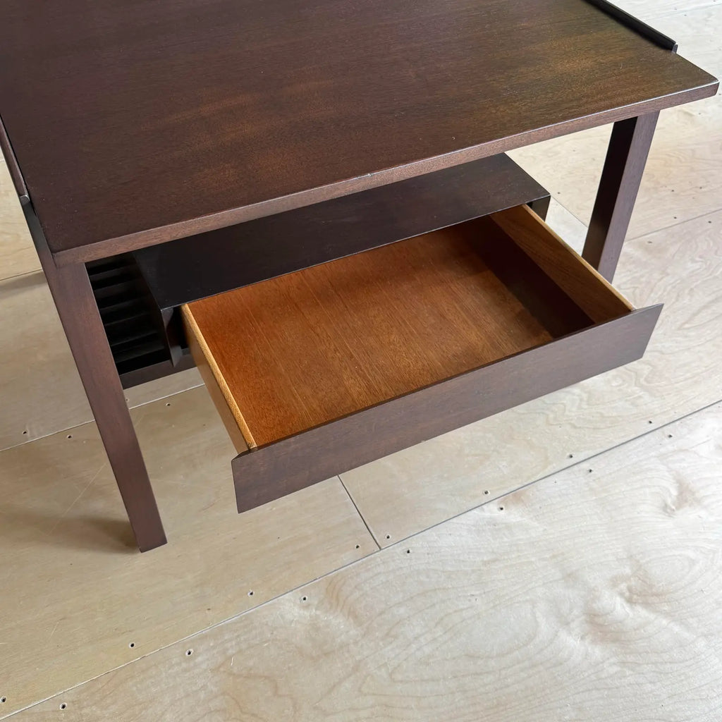 Mid-Century Modern Refinished Dunbar Side Lamp Table With Drawer
