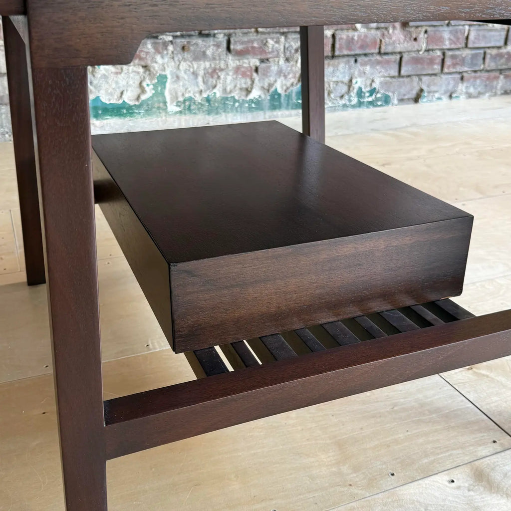 Mid-Century Modern Refinished Dunbar Side Lamp Table With Drawer