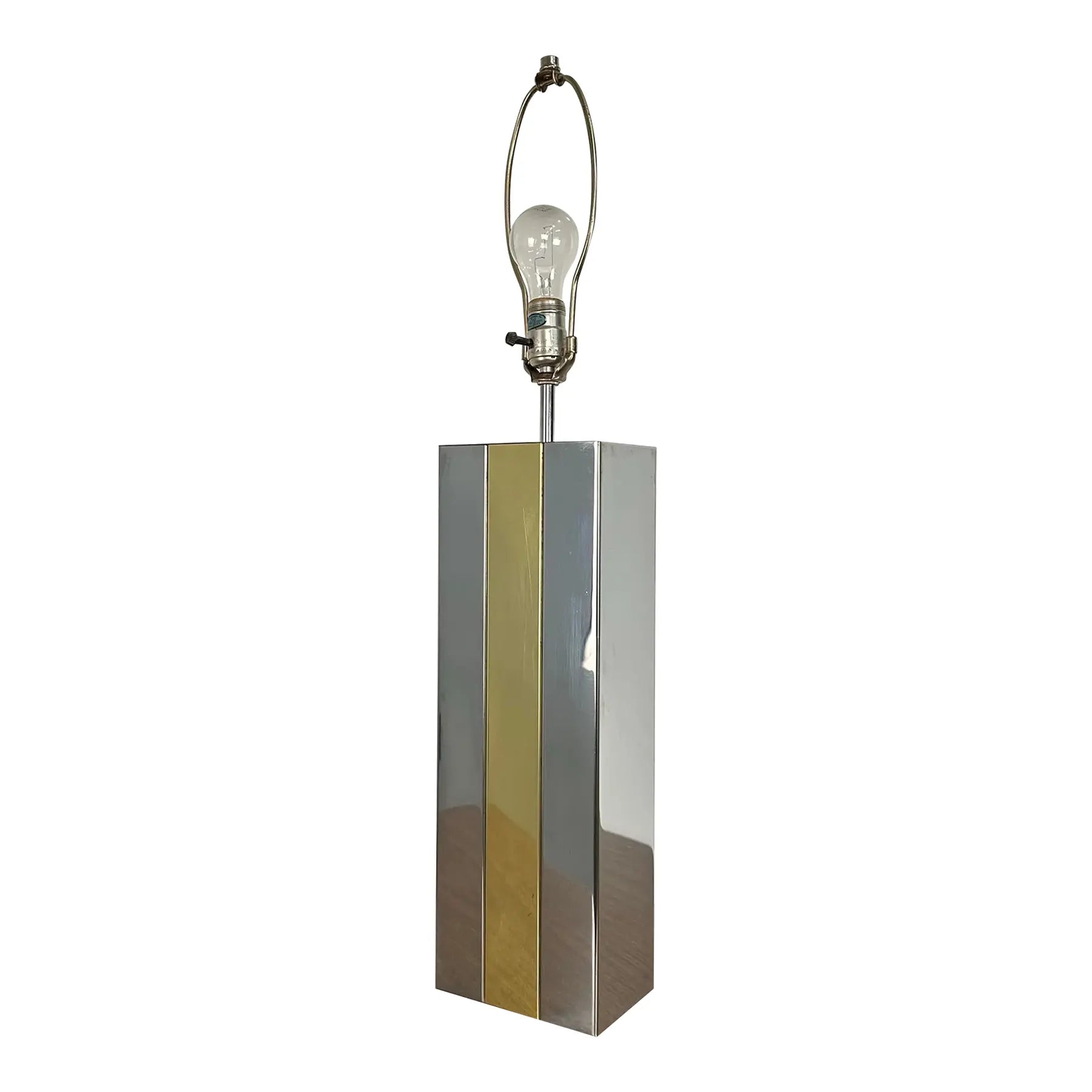 Mid Century Modern Robert Sonneman Chrome and Brass Table Lamp Style of Paul Evans