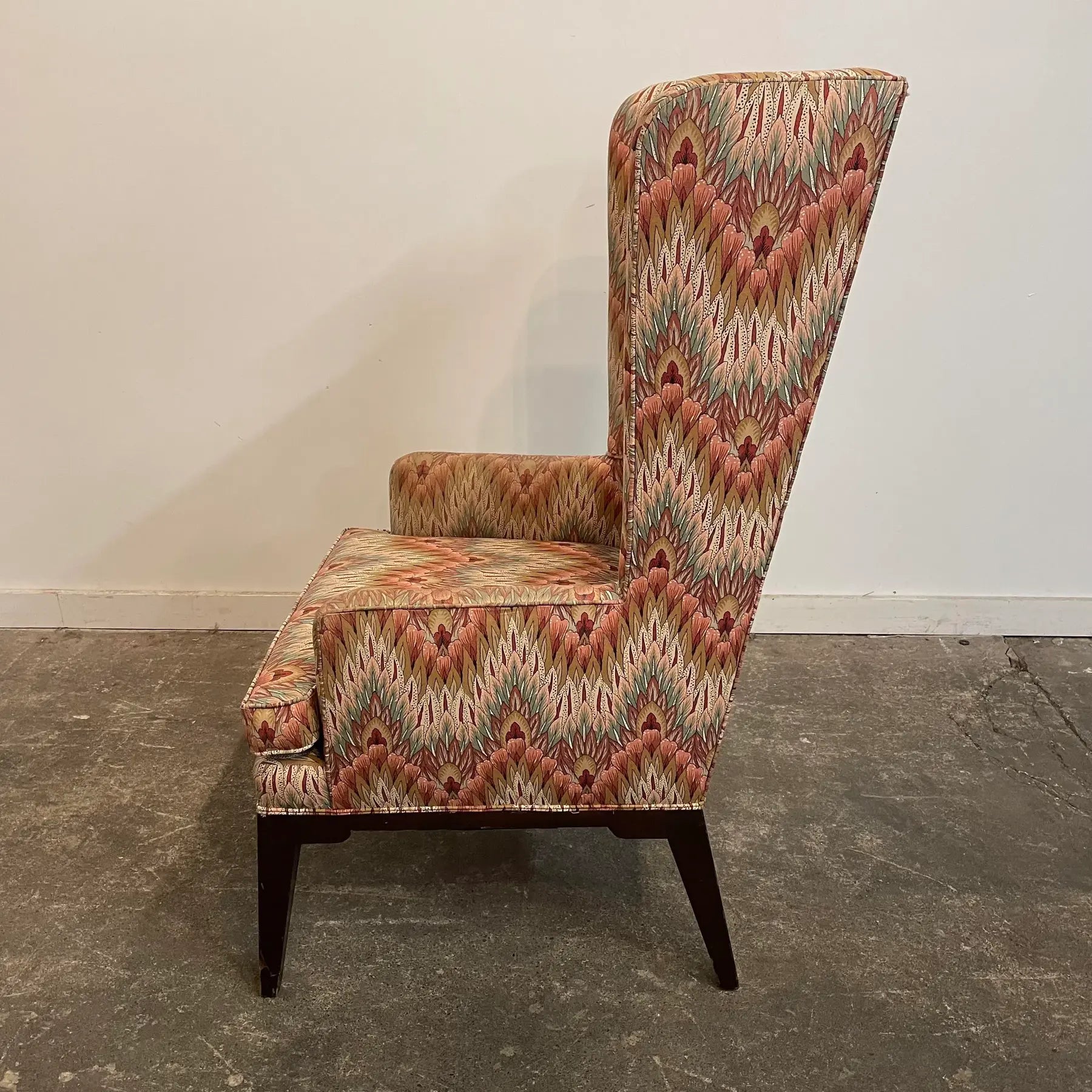 Mid Century Modern Tommi Parzinger Attributed Tall Wingback Chair