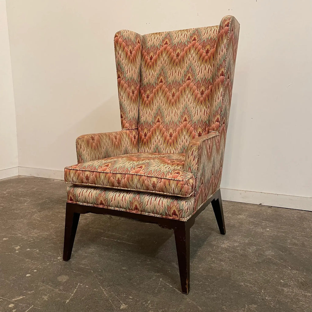 Mid Century Modern Tommi Parzinger Attributed Tall Wingback Chair