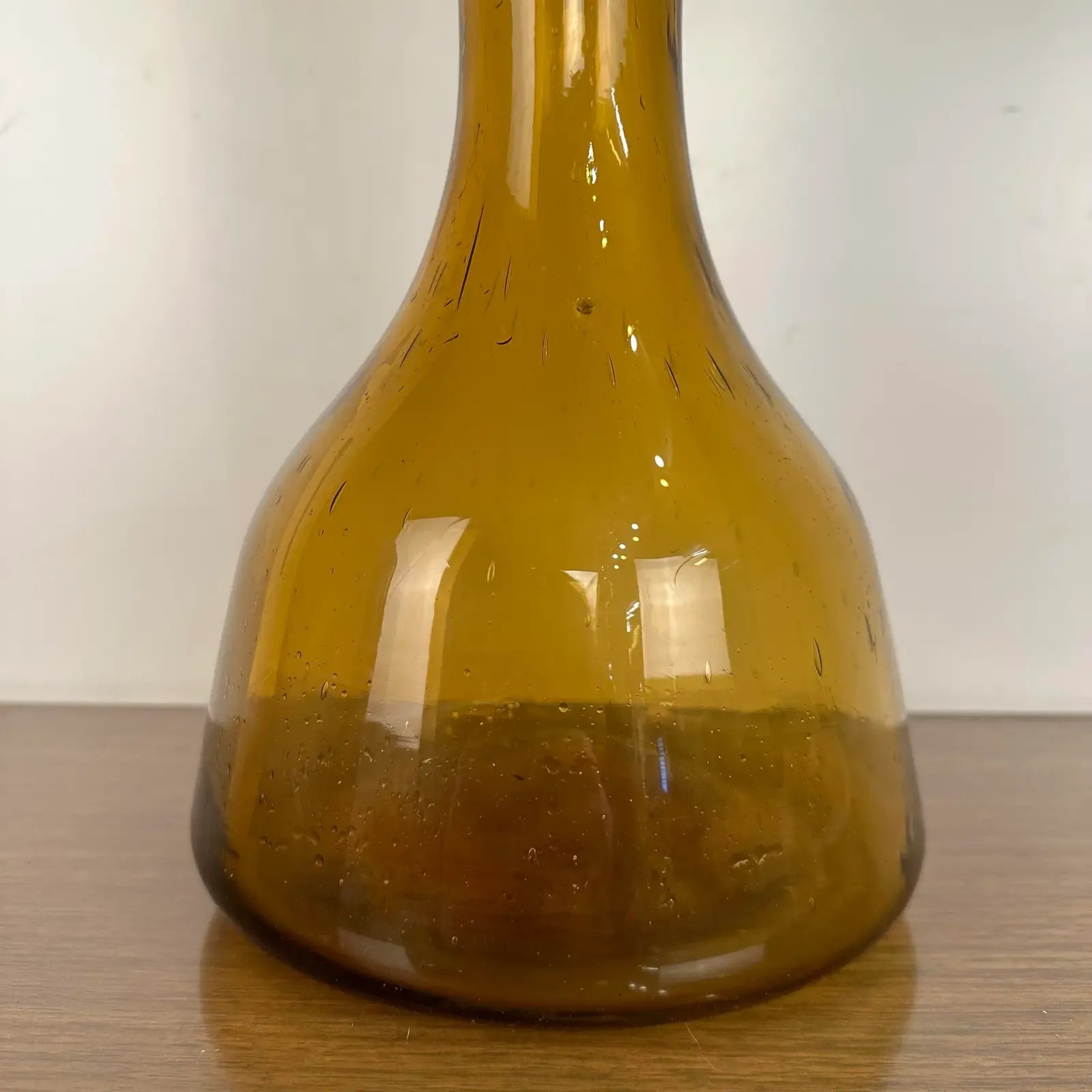 Mid Century Modern Vintage Blenko Floor Vase Amber Blown Glass