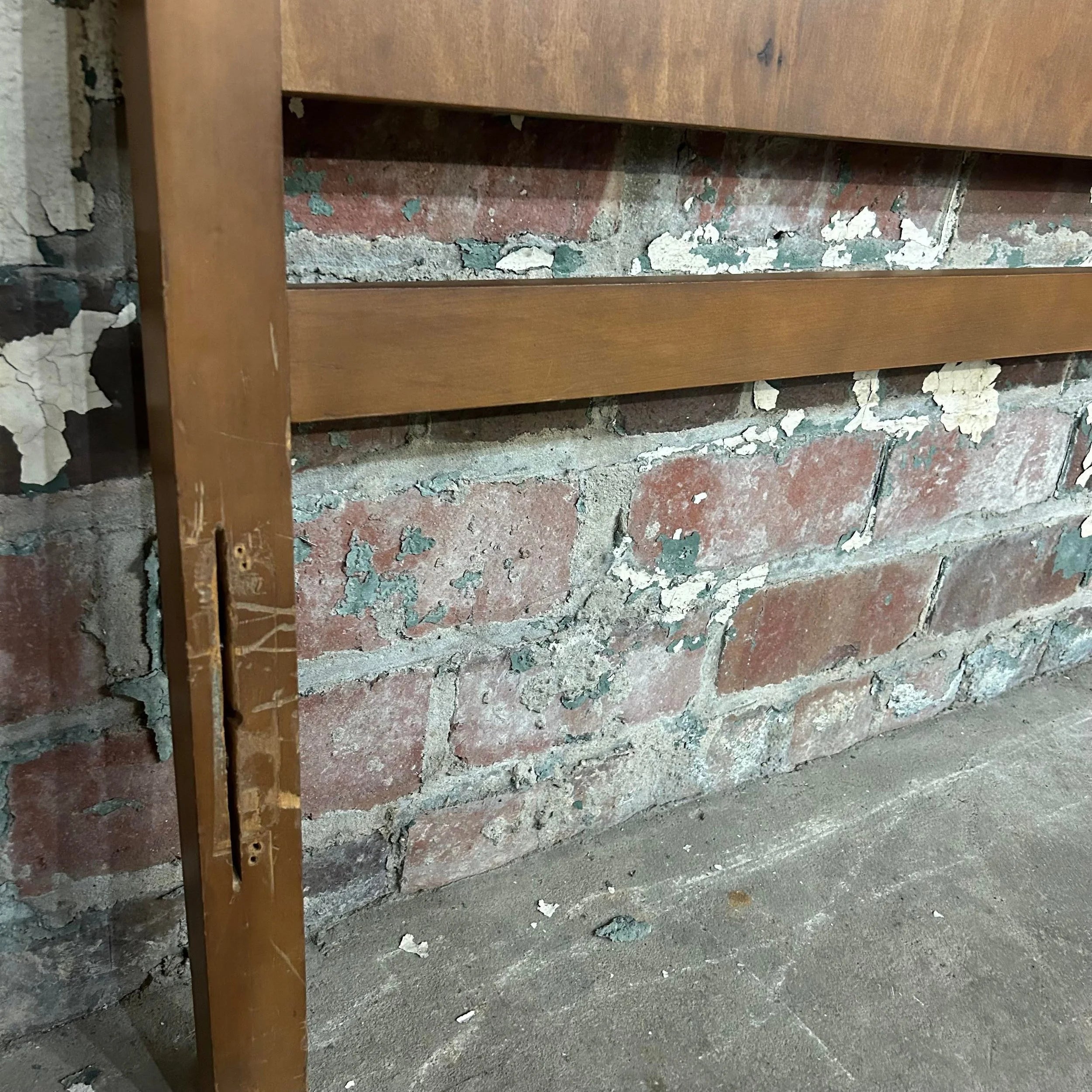 Mid Century Modern Wood and Cane Full Size Headboard